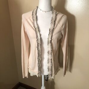 Banana Republic Open Cardigan Pink Lace Edge Sz M